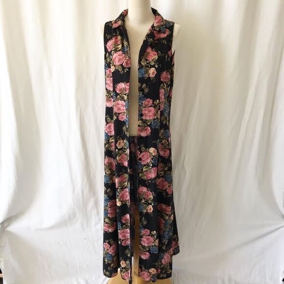 Vintage Chabies floral maxi shirt dress size 7/8 - Picture 6 of 10